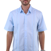 Camisa Manga Corta tipo Guayabera Color Azul Cielo Con Textura Corte Clásico Para Hombre